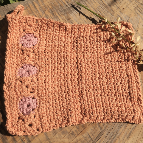 Crochet Organic Cotton Wash Cloth ~ Small (Orange)