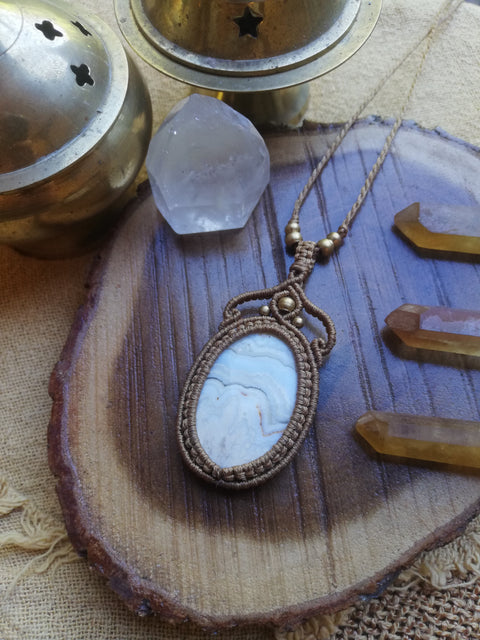 Lace Agate Pendant Necklace by Autumn Essence